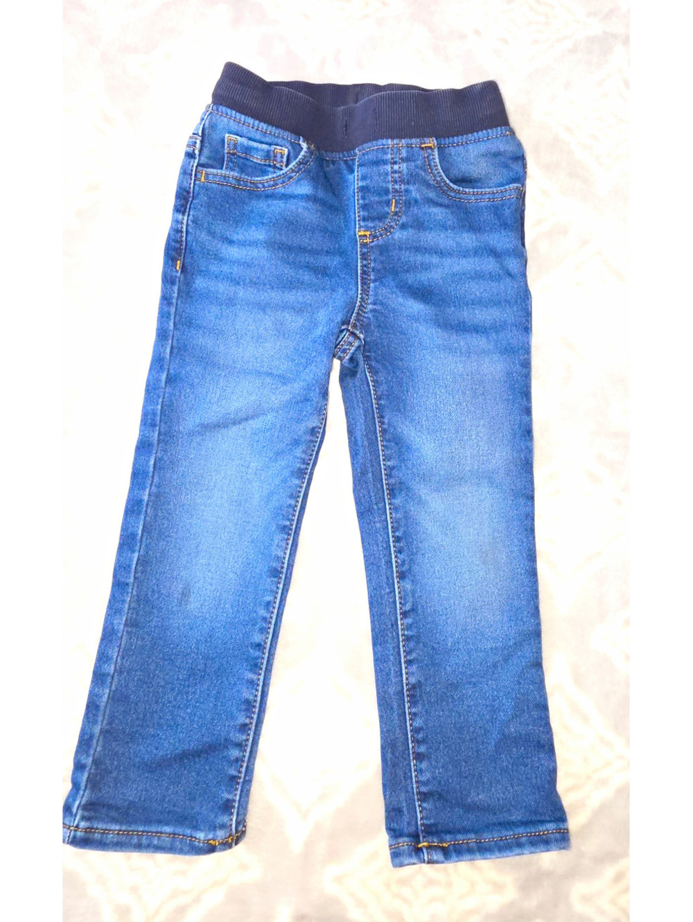 Wonder Nation Girls 3T Blue Straight Pull-On Denim Jeans Stretch Pockets